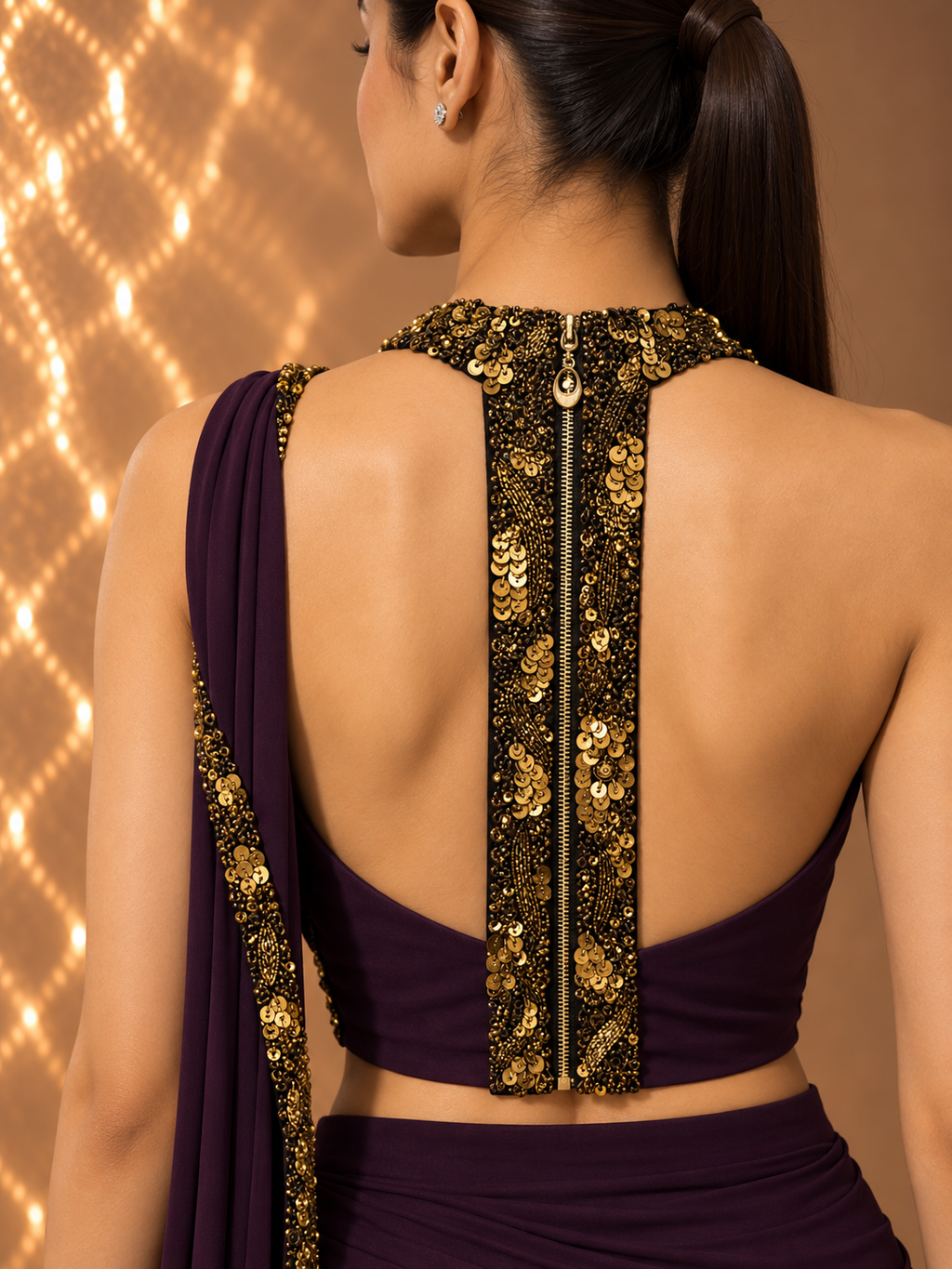 PLUM DRAPED SAREE