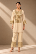 IVORY ANTIQUE EMBROIDERED SILK CO-ORD SET
