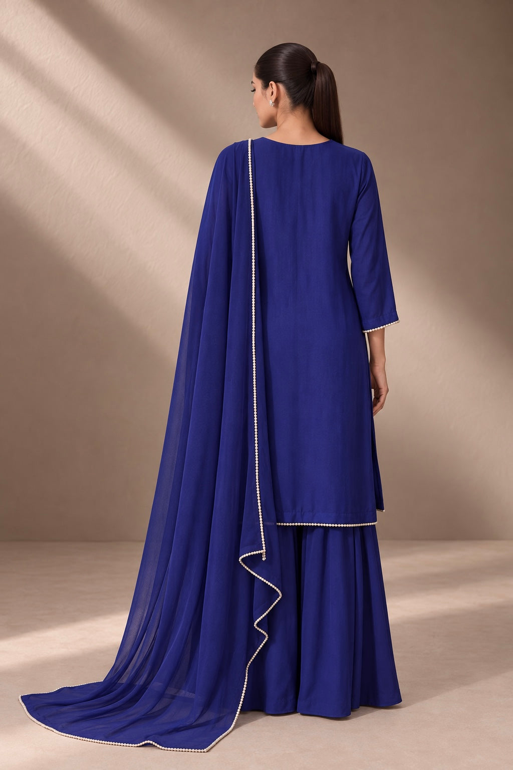 NAVY BLUE EMBROIDERED KURTA SET
