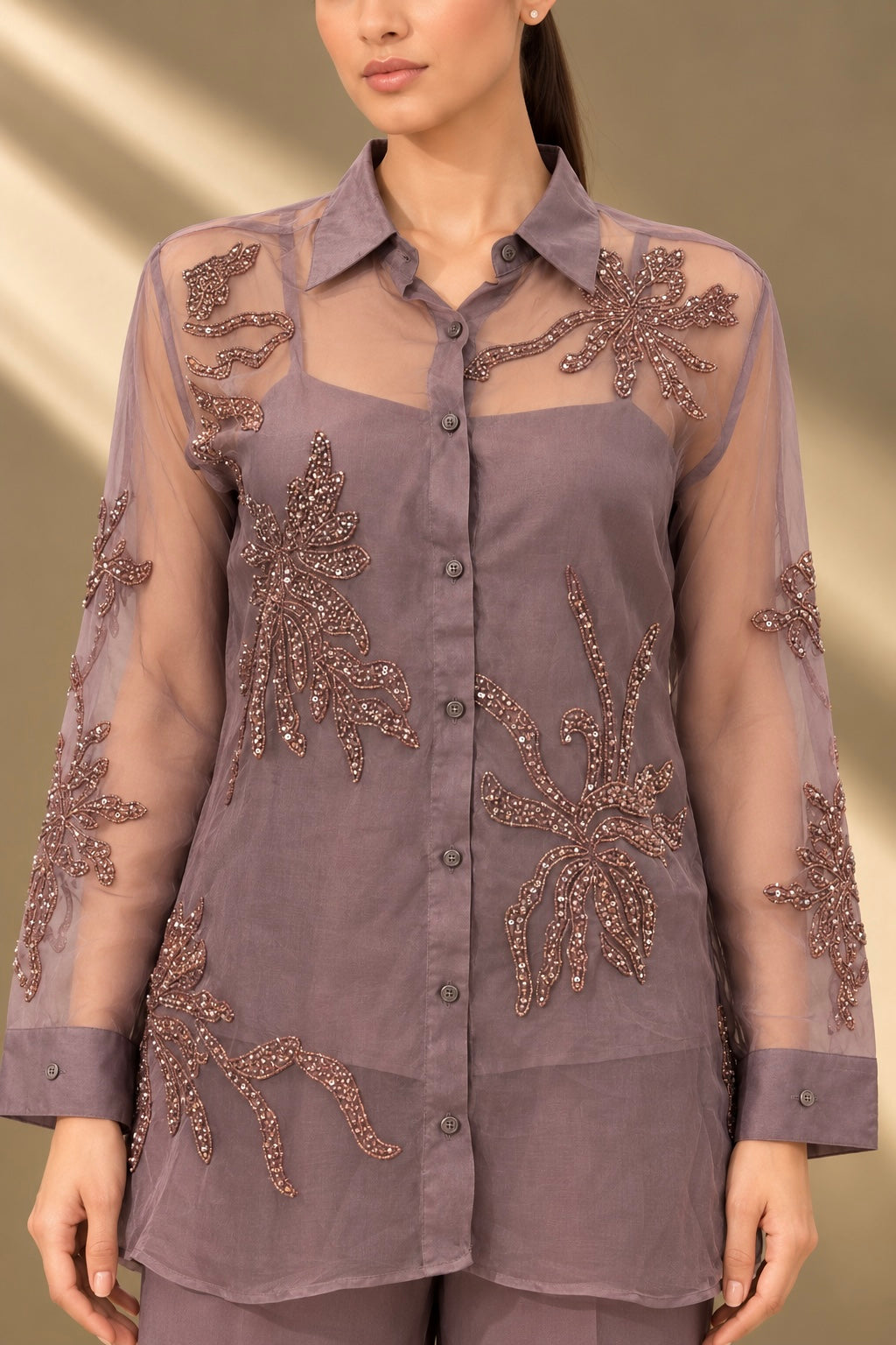DUSTY MAUVE ORGANZA CO-ORD SET