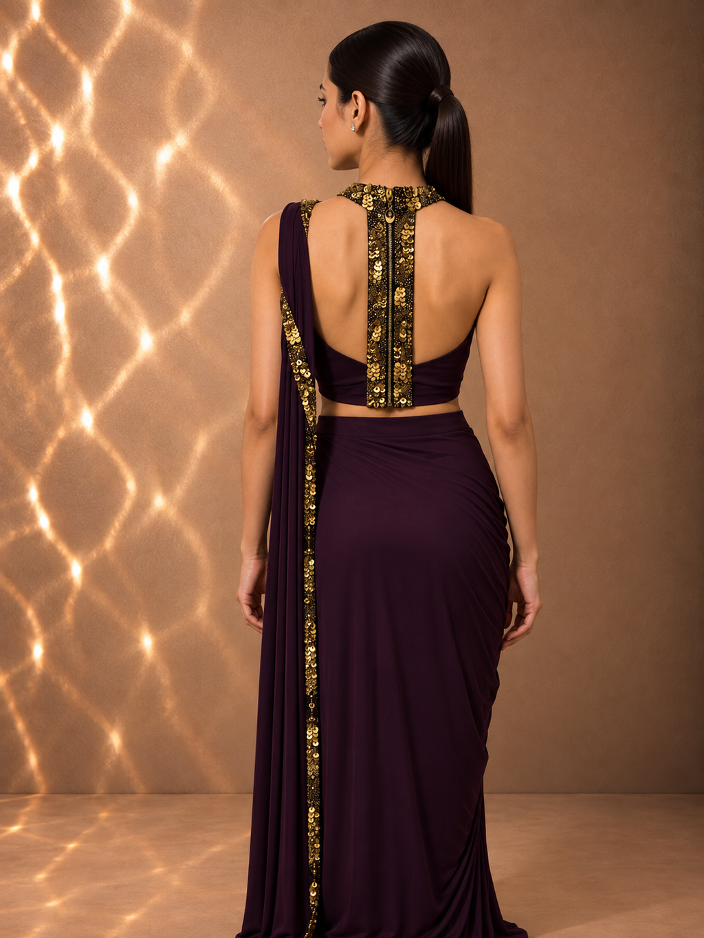 PLUM DRAPED SAREE