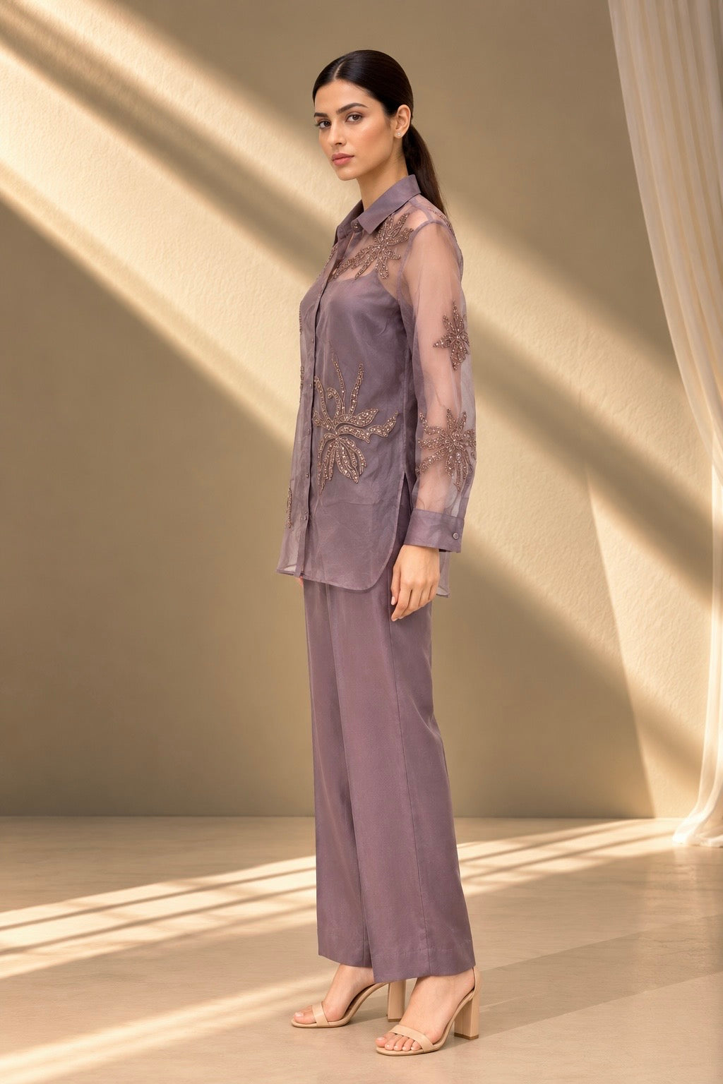 DUSTY MAUVE ORGANZA CO-ORD SET