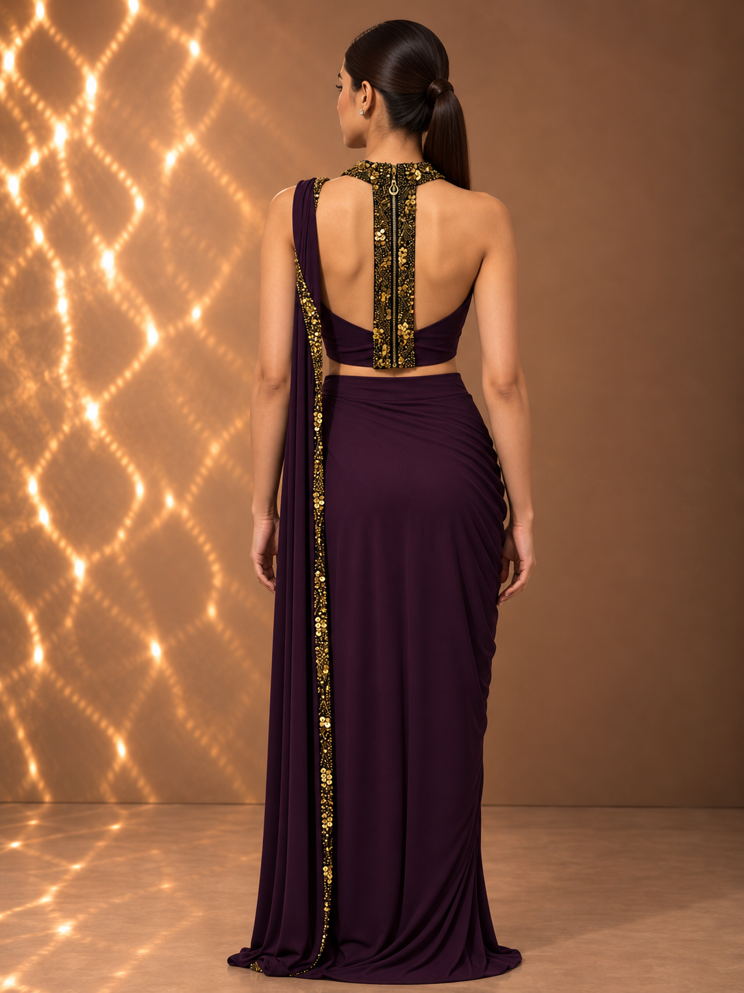 PLUM DRAPED SAREE