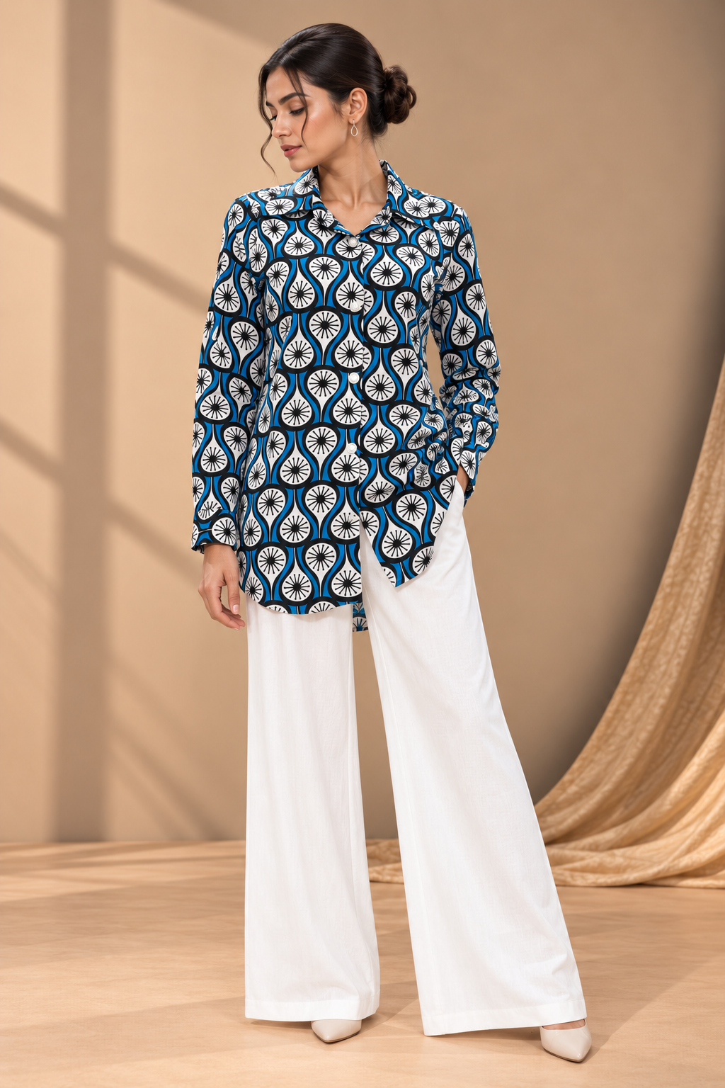 COBALT BLUE PRINTED SHIRT
