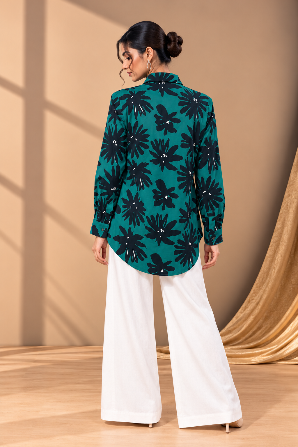 GREEN FLORAL PRINTED SHIRT