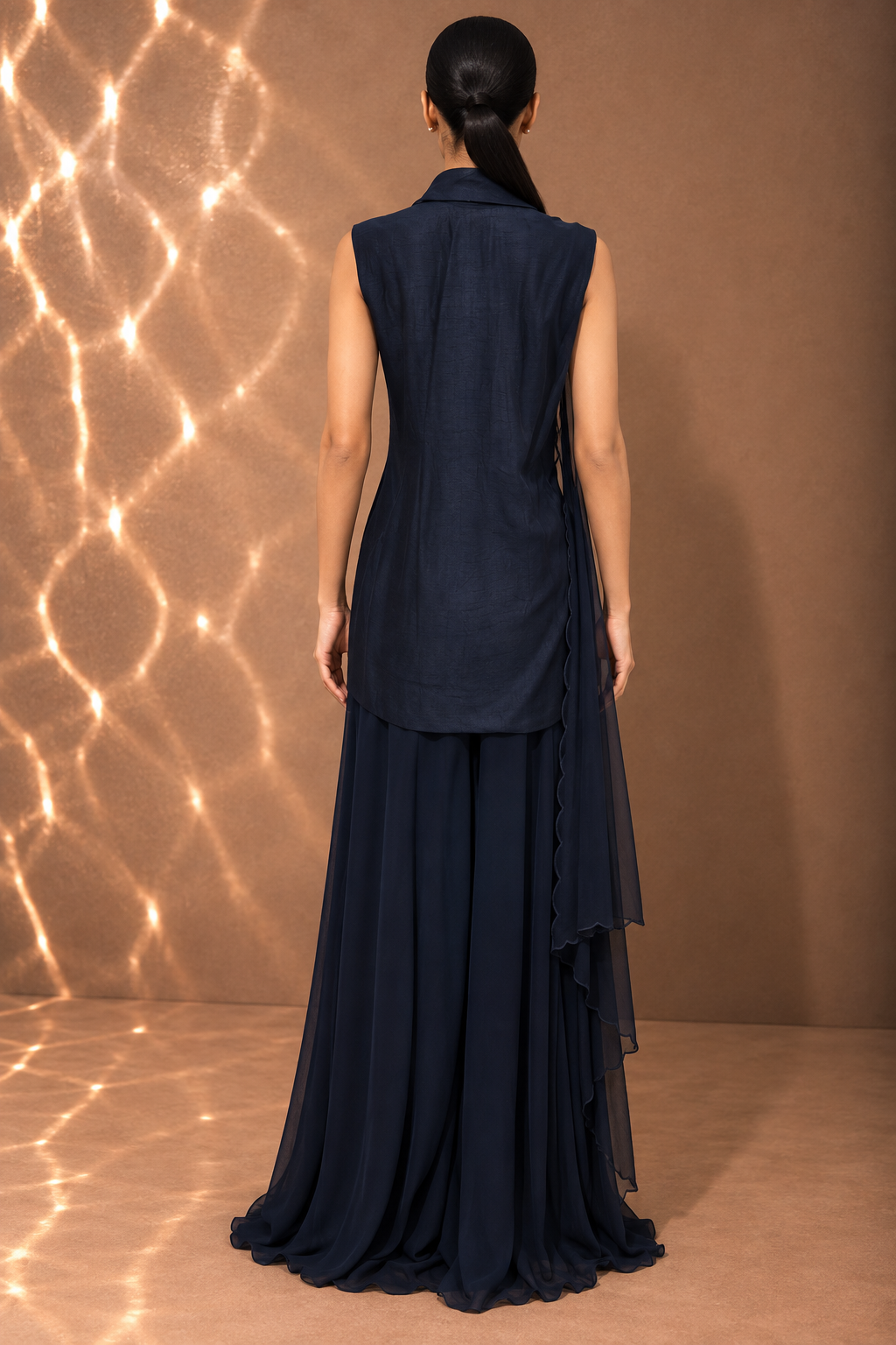 NAVY BLUE EMBROIDERED JACKET SET