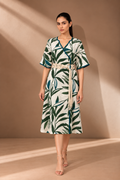 IVORY PRINTED LINEN DRESS