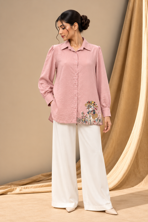 BLUSH PINK EMBROIDERED SHIRT