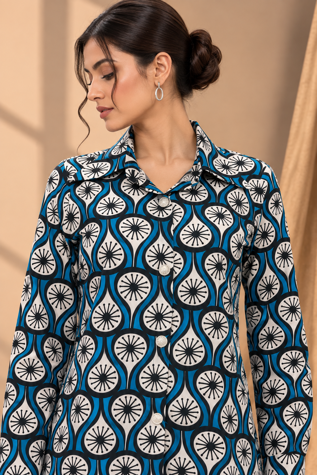 COBALT BLUE PRINTED SHIRT