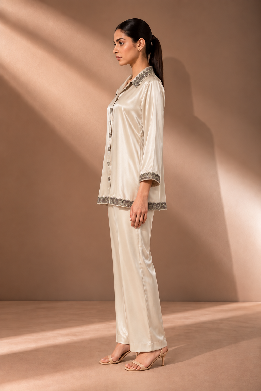 IVORY SHIMMER CREPE CO-ORD SET