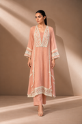 PEACH CHANDERI KURTA SET