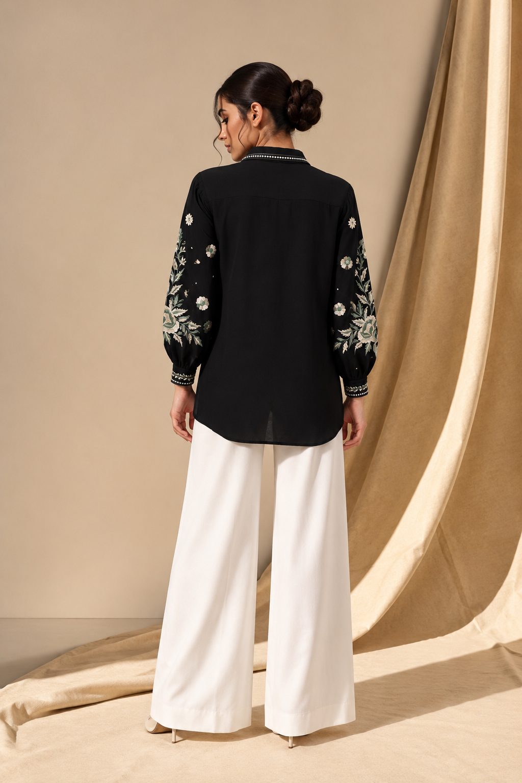 BLACK EMBROIDERED SHIRT