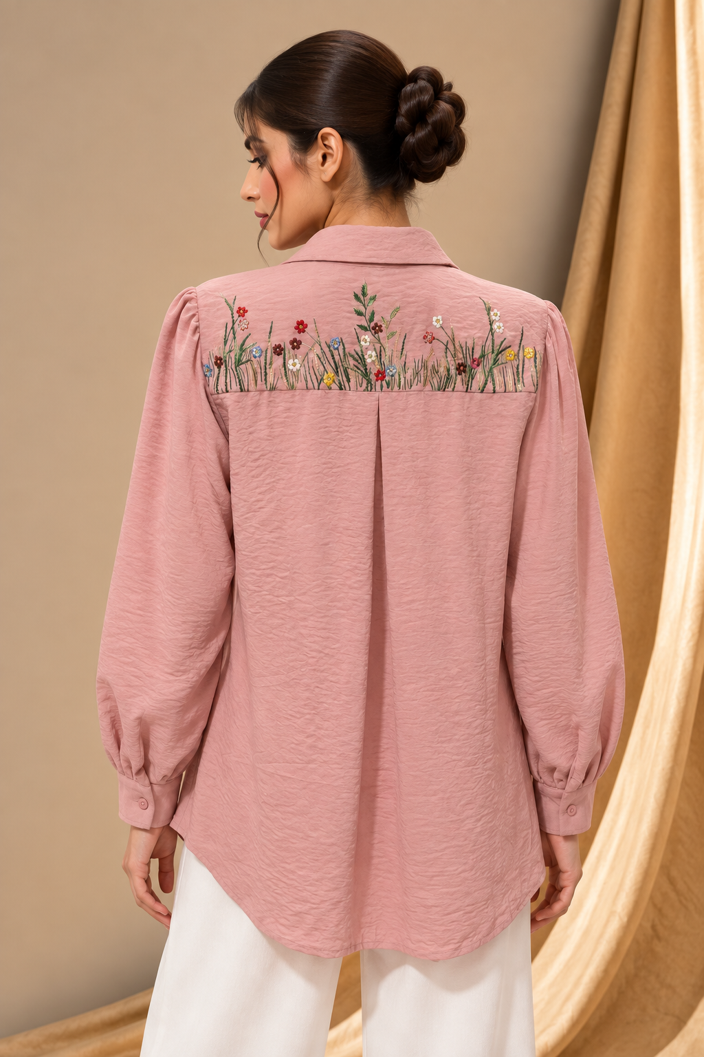BLUSH PINK EMBROIDERED SHIRT
