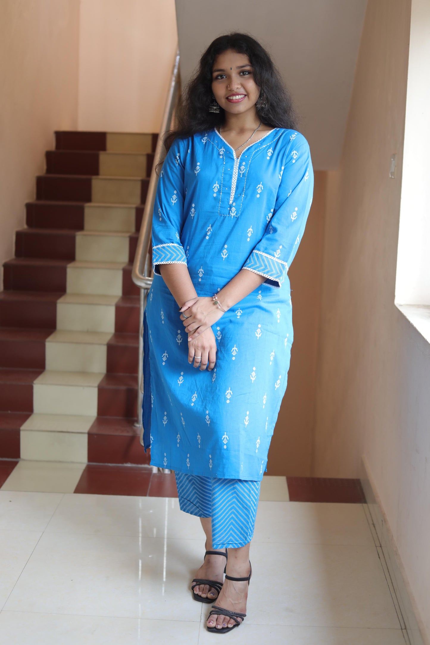 Blue Kurta Set with Dupatta