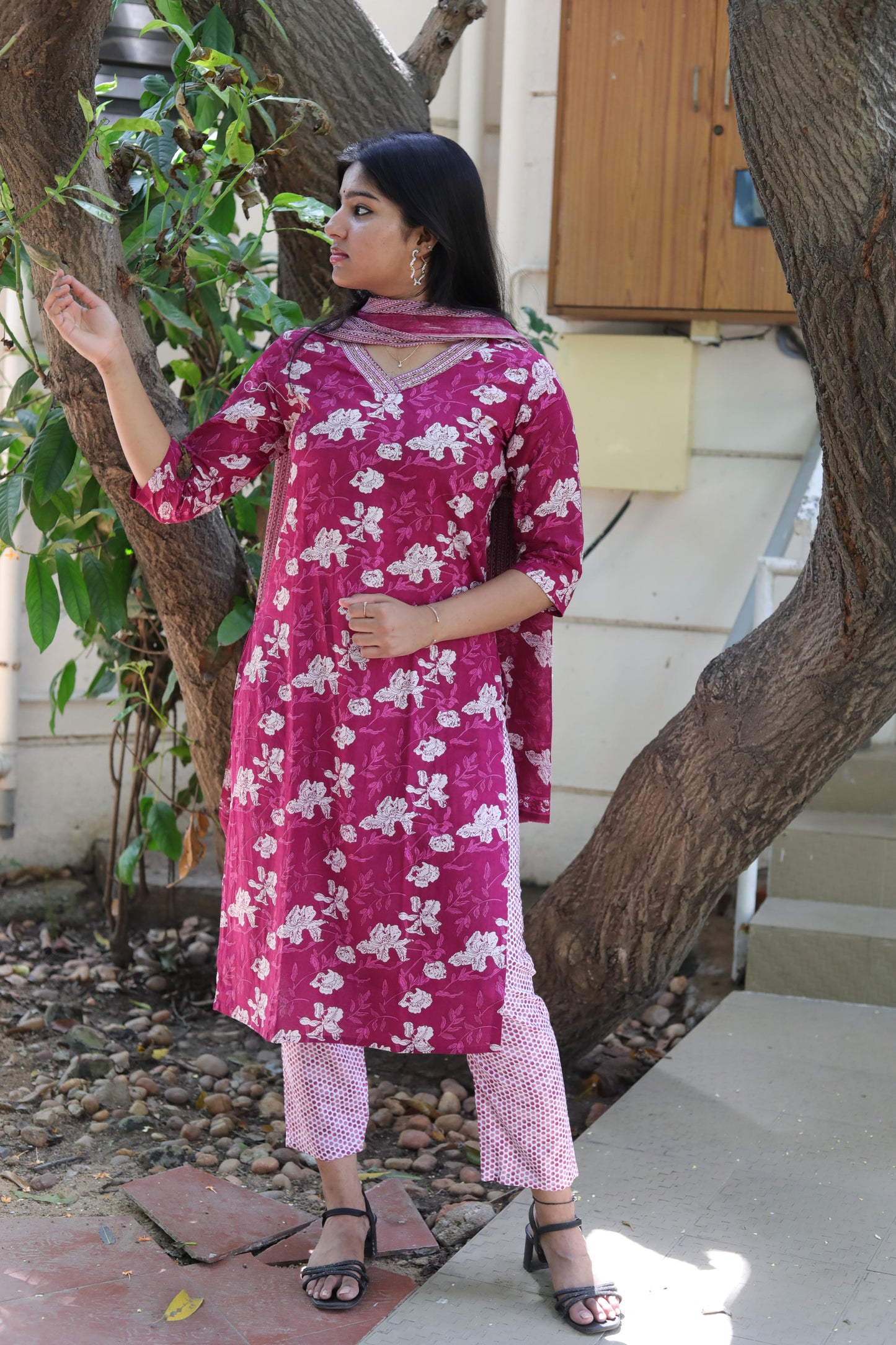 Berry Purple Kurta Set With Dupatta