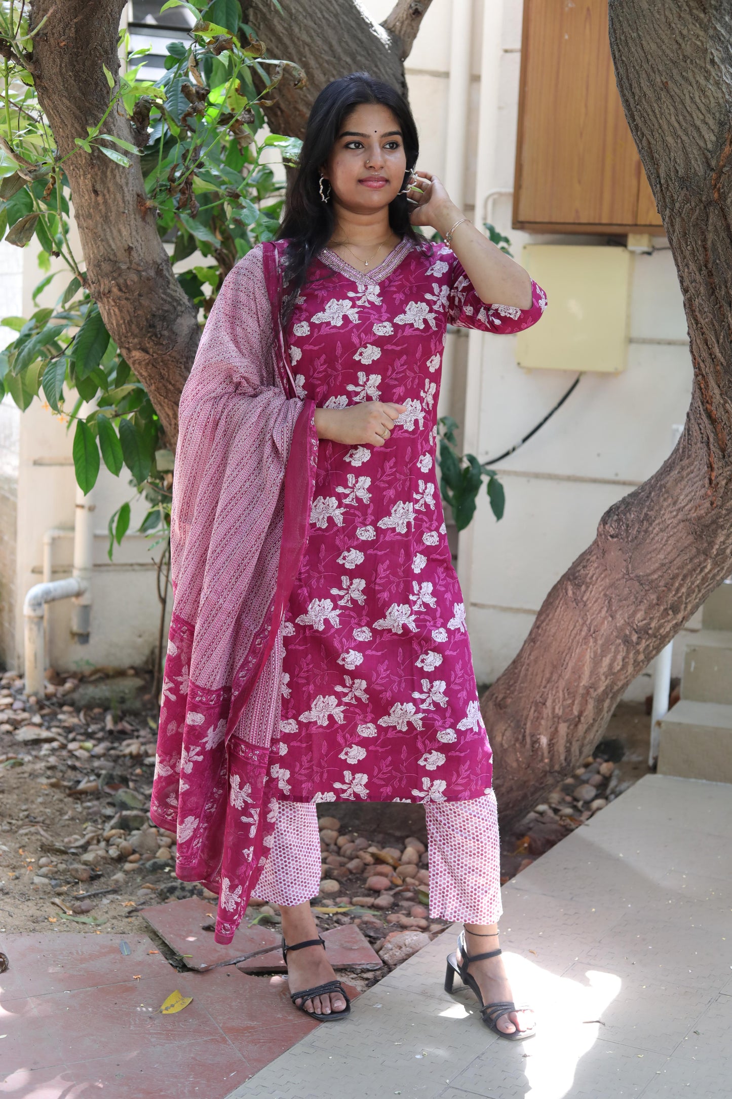 Berry Purple Kurta Set With Dupatta