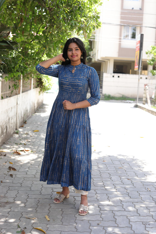 Navy Blue with Beige Dress