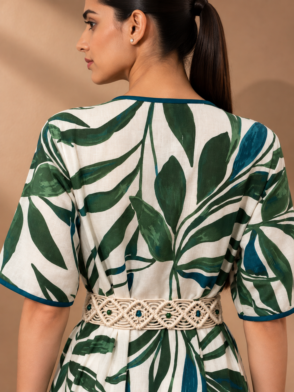 IVORY PRINTED LINEN DRESS