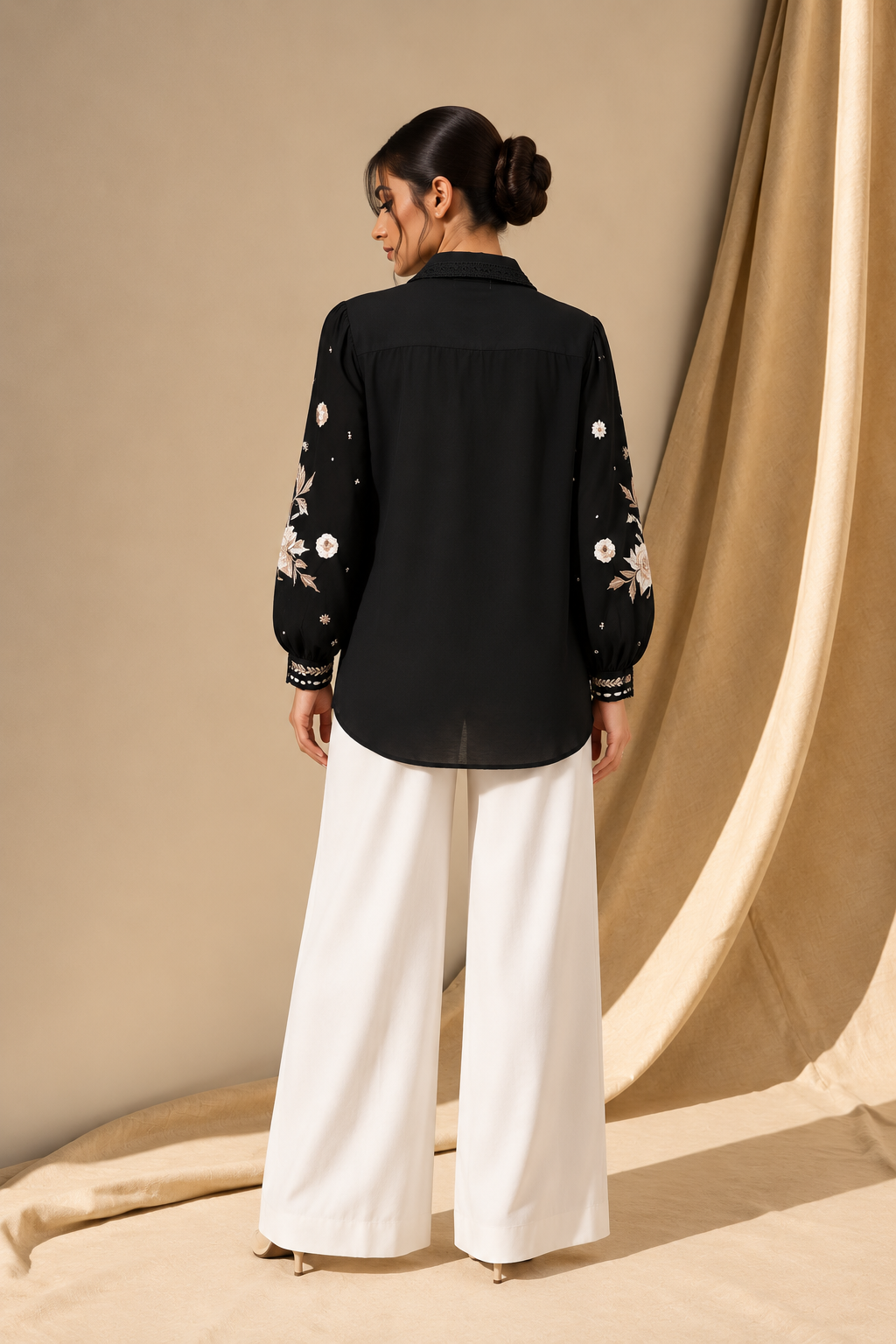 BLACK EMBROIDERED SHIRT