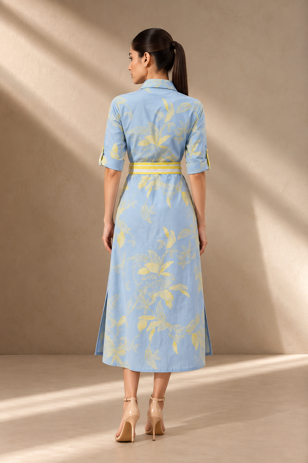 POWER BLUE FLORAL SHIRT DRESS