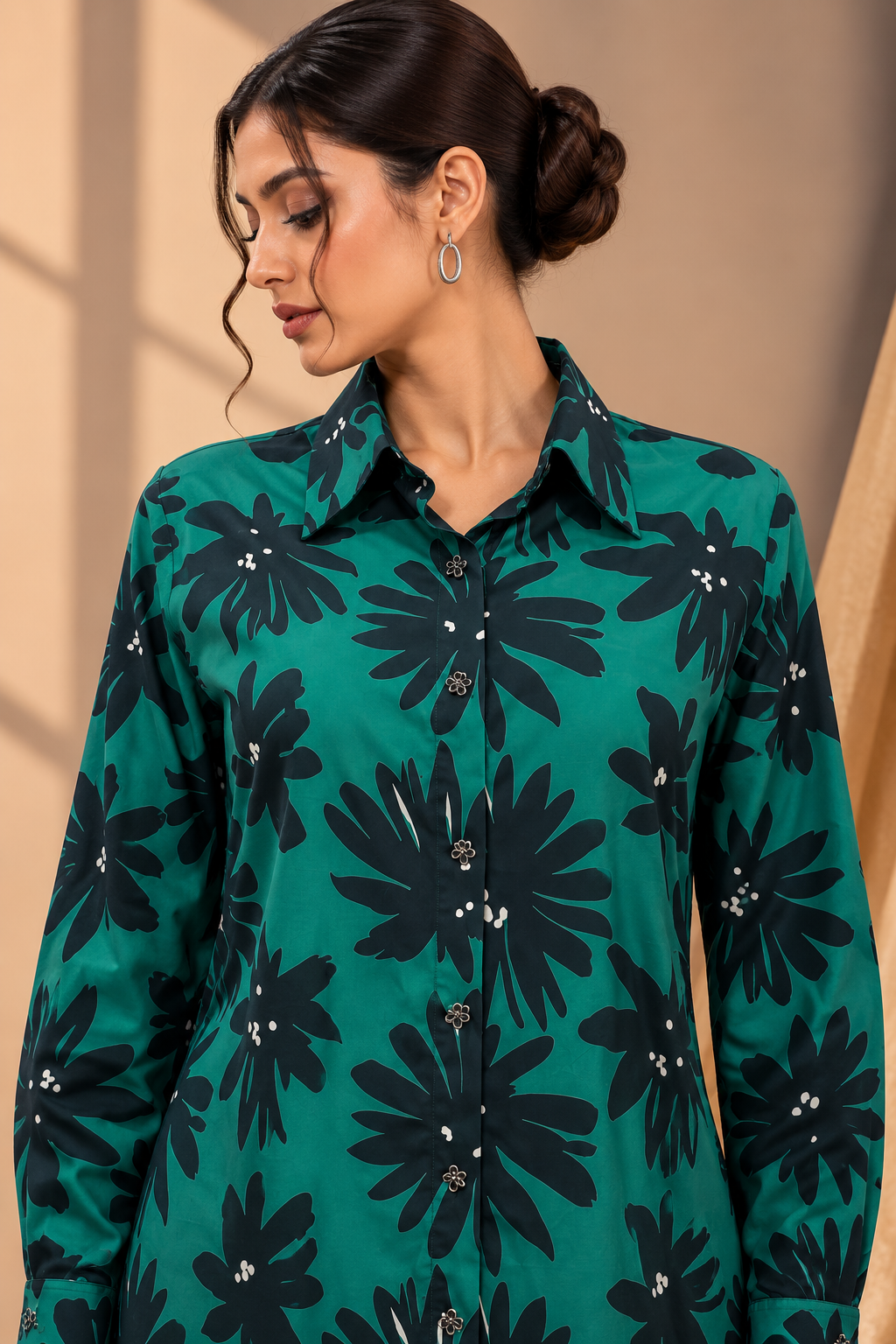 GREEN FLORAL PRINTED SHIRT